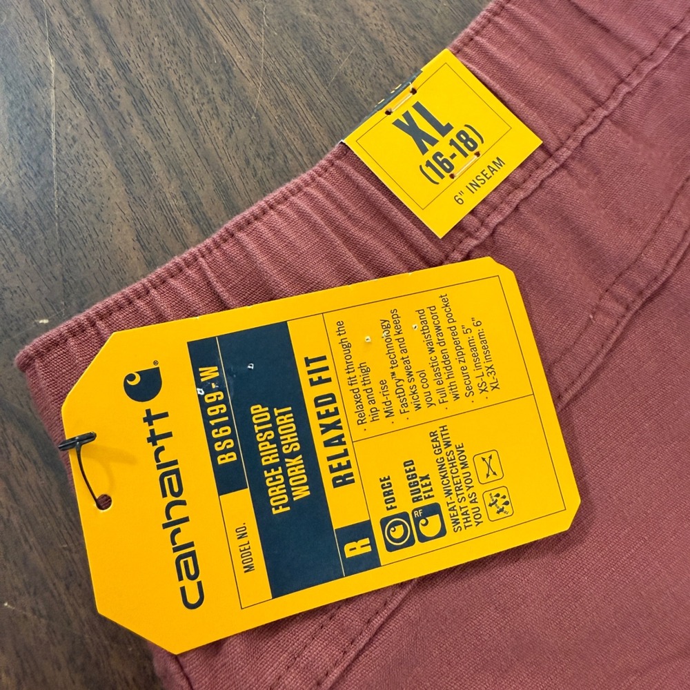 NEW Carhartt Force Ripstop Work Short Womens XL/16-18 Pink Relaxed Fit BS6199-W - Picture 4 of 14